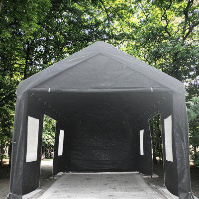 Grey 10X20ft Carport Tent Canopy - Stable Construction, Waterproof And Garage, Iron Frame, Ventilated Sidewalls For Better Circulation