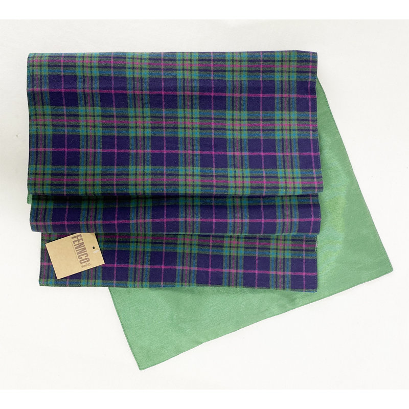 Green Rustic Tartan Plaid 16"x72" Table Runner, Blue