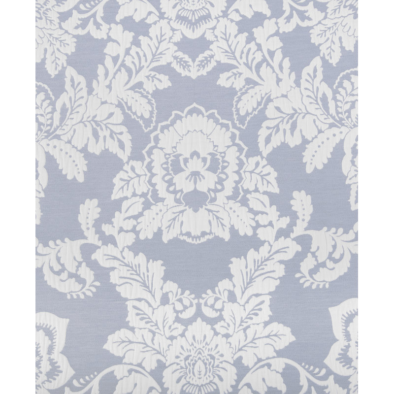 84" Light-Filtering White and Periwinkle Polyester Floral Drapery Panels
