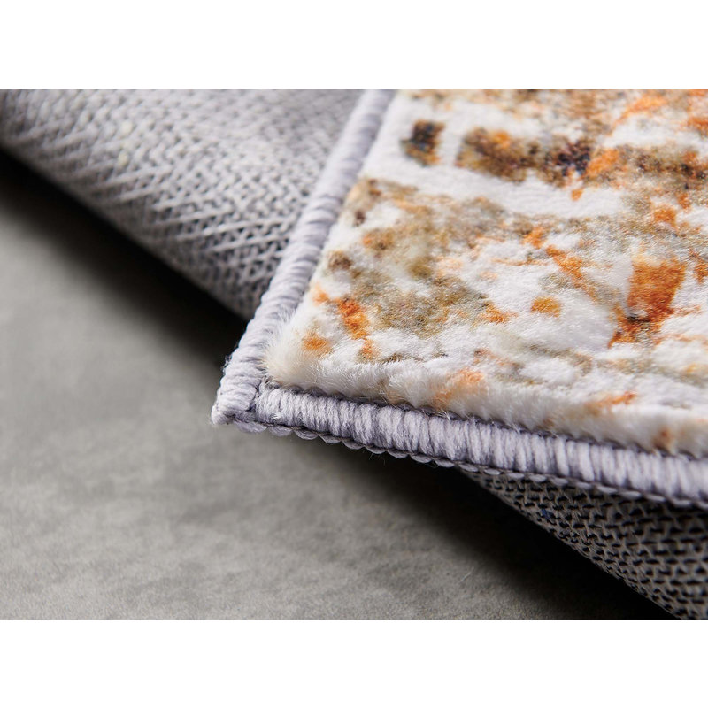 Collection Abstract Design Rust Machine Washable Super Soft Area Rug, Rectangle 3' x 5'