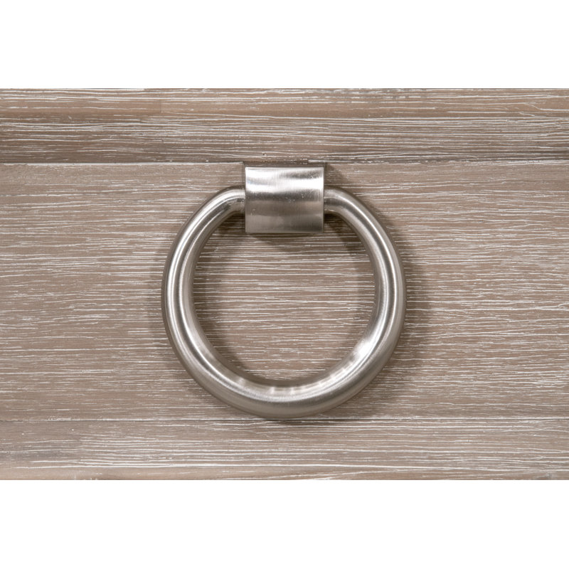 Commode double en bois massif à 6 tiroirs 71 po Fitz, Gris naturel
