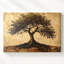 Art mural sur toile, arbre de vie, arbre fruitier avec des racines profondes sur fond parchemin-1797484124