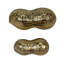 Boîtes décoratives éclectiques dorées en forme d'arachides, en aluminium moulé texturé, lot de 2, 16,5 cm de large