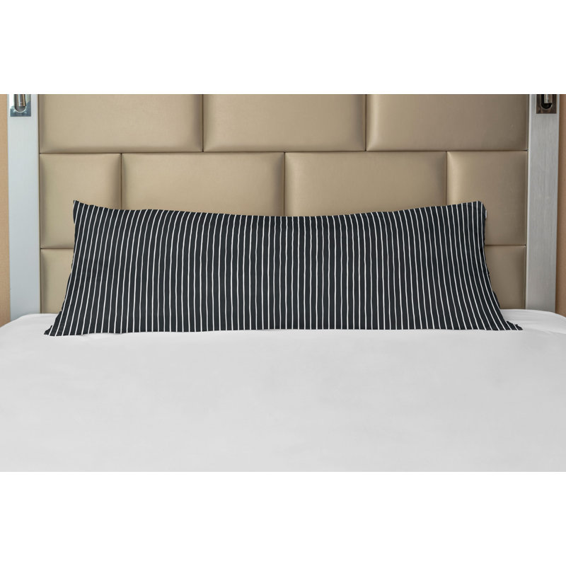 Black and White Striped Microfiber Body Pillow Cover with Zipper, 21" x 54"