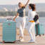 Ensembles de bagage 5 pièces avec ouverture frontale, valise de transport extensible rigide avec roulettes pivotantes, sac de rangement pour porte-gobelet et verrou USB