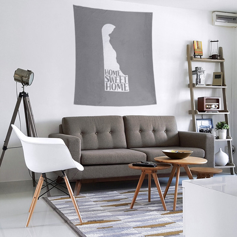 Tapisserie Home Sweet Delaware, H 60 po x l 51 po, Gris