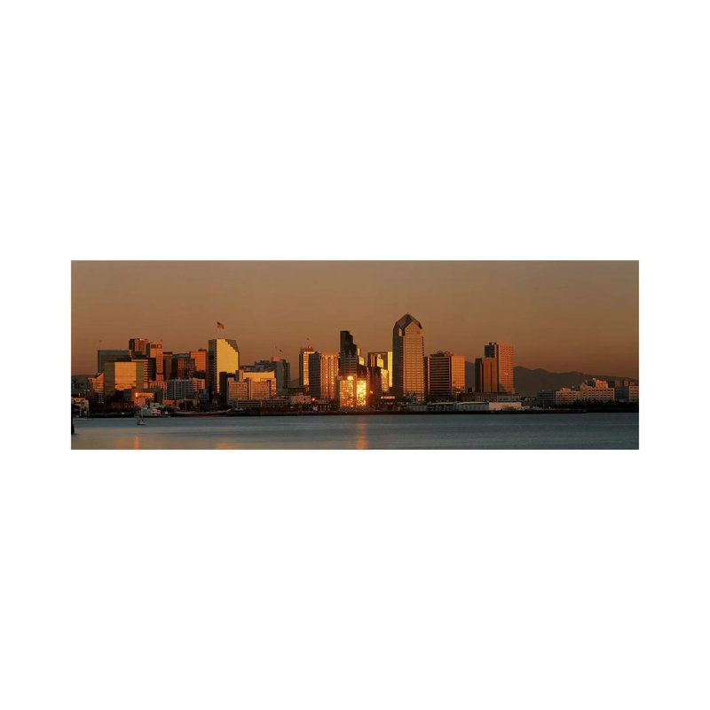 San Diego Skyline At Sunset - Wrapped Canvas Panoramic Print, 30.48 cm H x 91.44 cm W x 1.91 cm D