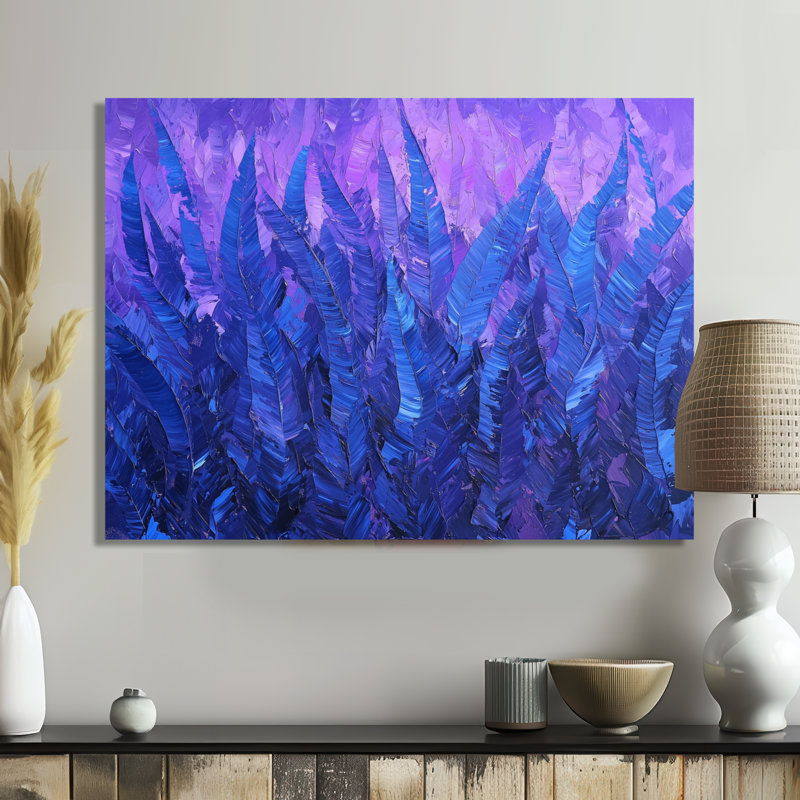 Abstrait lavande cactus épines II - Botanicals, reproduction d'art moderne sur métal, H 30 po x l 40 po