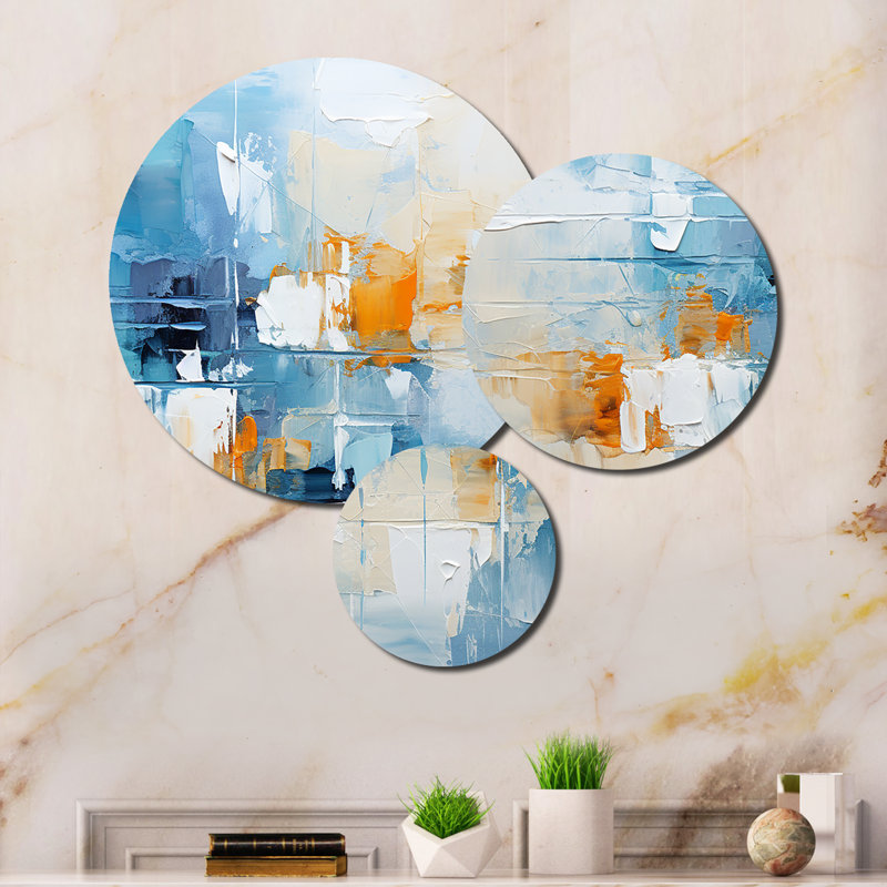 «White Blue Sky Celestial Collage», ensemble d'art mural moderne en métal