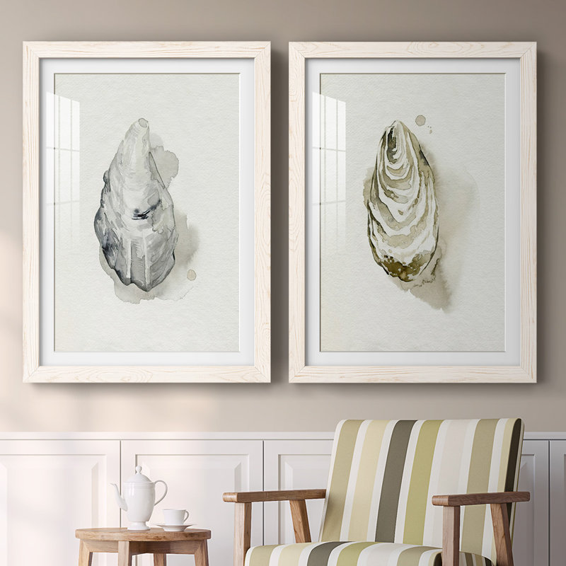 «Oysters On The Bay III», reproduction encadrée de qualité supérieure - prête à être accrochée, Blanc