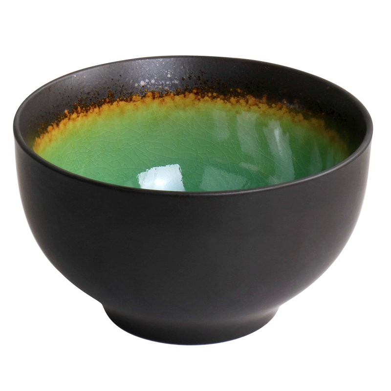 Green Floral Ceramic Square Dinnerware Set, Service for 4