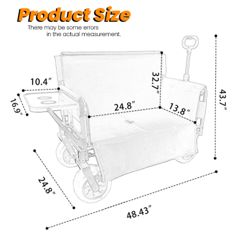 Le chariot pliable 3-en-1 se transforme en chariot convertible en chariot pliable avec plateau de table rabattable monté à l'arrière, capacité de charge de 500 livres, capacité de 180 litres pour le camping, la plage, le jardin et la pêche - mauve