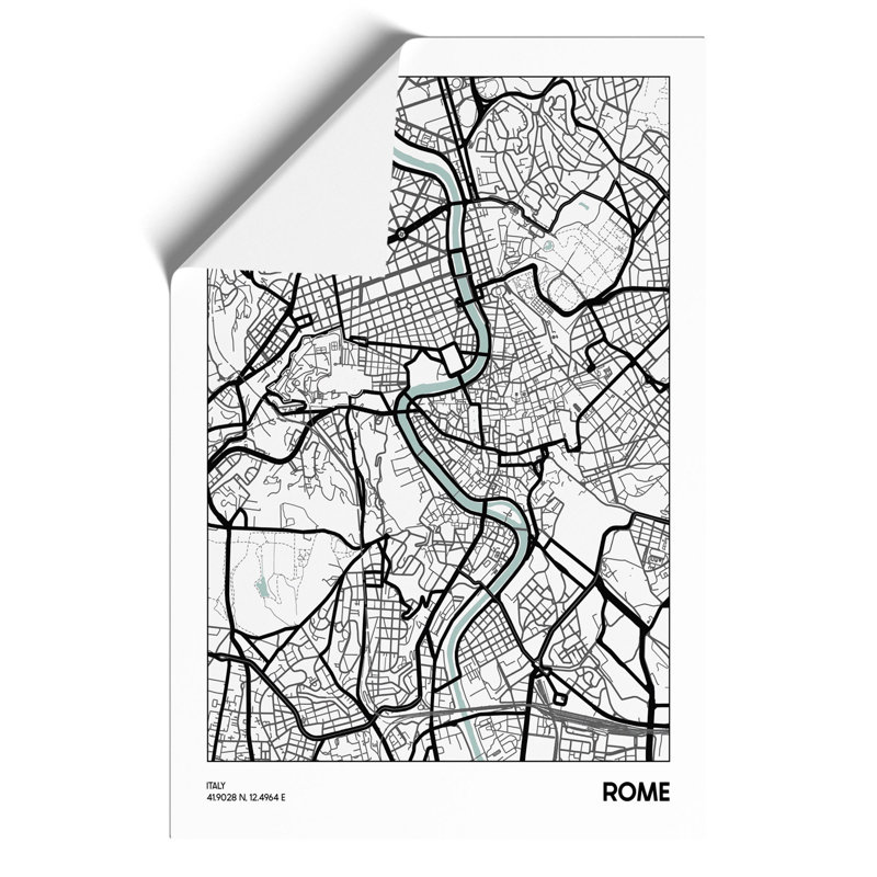 Map Rome Italy - Unframed Graphic Art, 42cm H x 30cm W x 0.1cm D