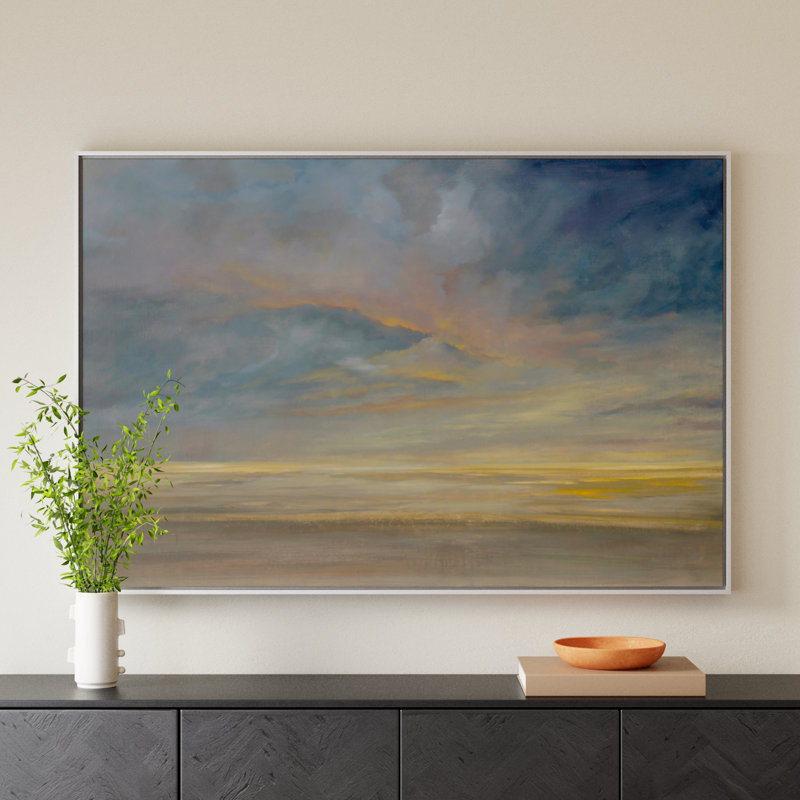 Saffi Dawning Unrest - Floater Frame Painting on Canvas, 41.5" H x 61.5" W, Black