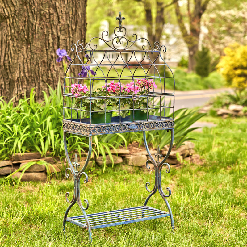 Giuliana Rectangular Multi-tiered Plant Stand, Antique Blue