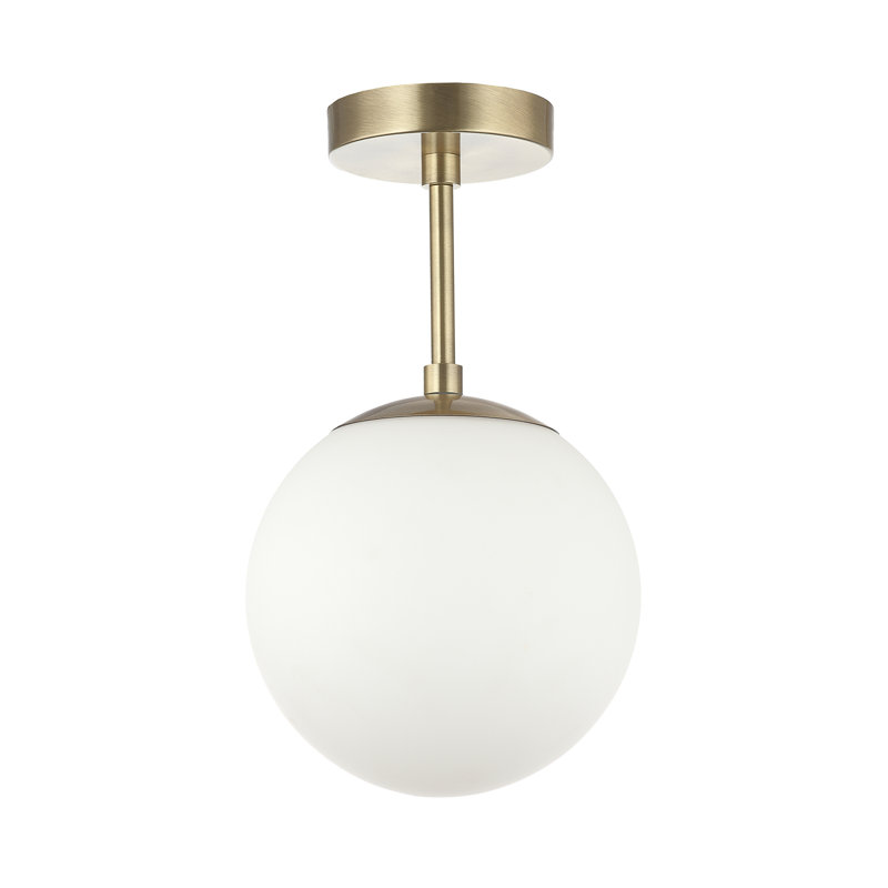 Bruning Traditional Glass Globe IP44 Bathroom Ceiling Light Fixture, Antique Brass