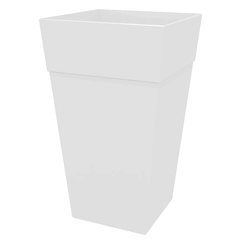 Modern 25-in Recycled Plastic Indoor/Outdoor Square Tapered Vertical Planter, Casper White