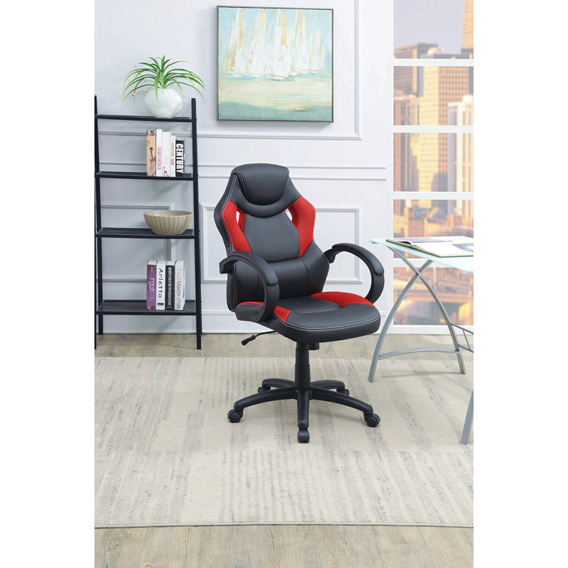 Fauteuil de bureau rembourré 1 pièce, fauteuil de confort rembourré Relax Gaming Office Work noir et rouge