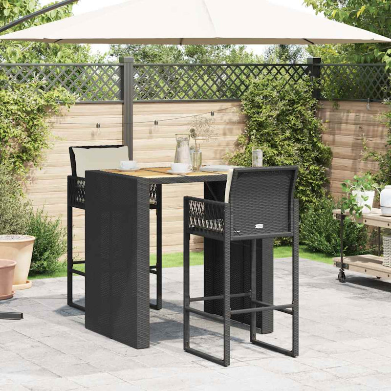  Ensemble de bar de jardin noir et crème