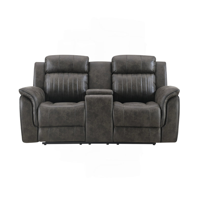 GREY CONSOLE RECLINING LOVESEAT