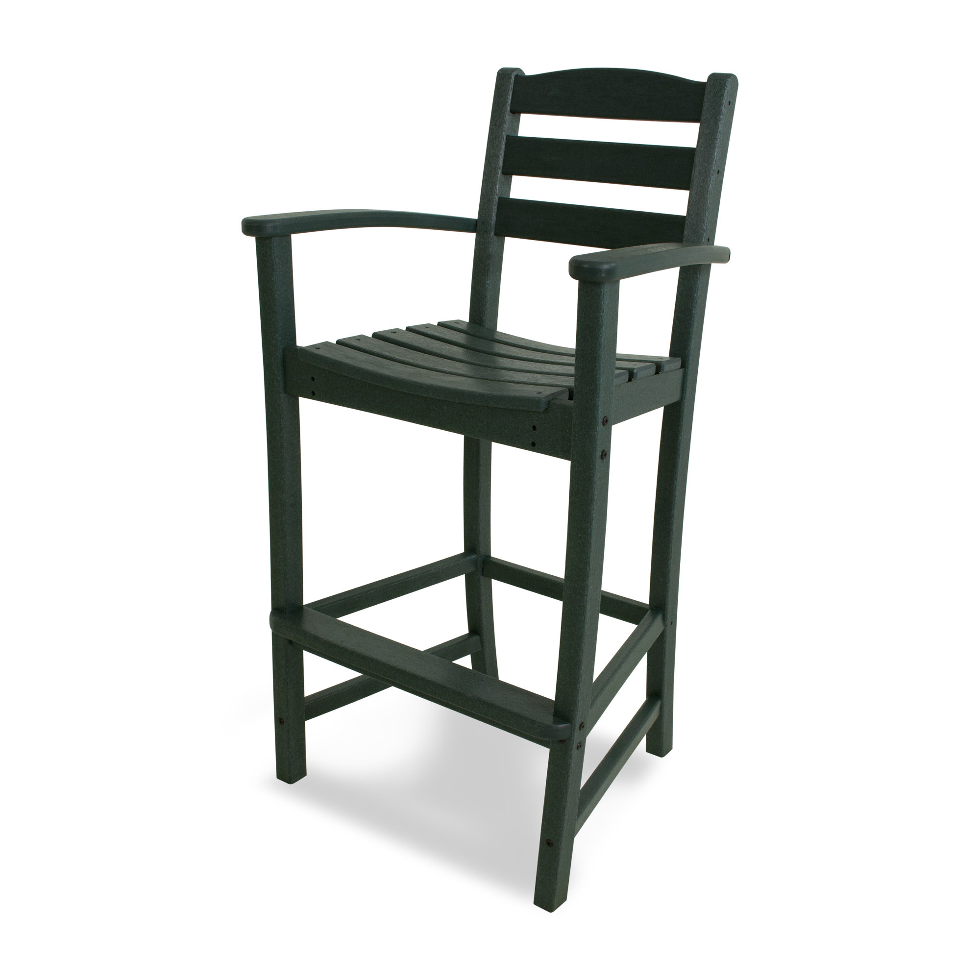 POLYWOOD La Casa Café Bar Arm Chair, Bar Stool (30.13" Seat Height), Dark Green