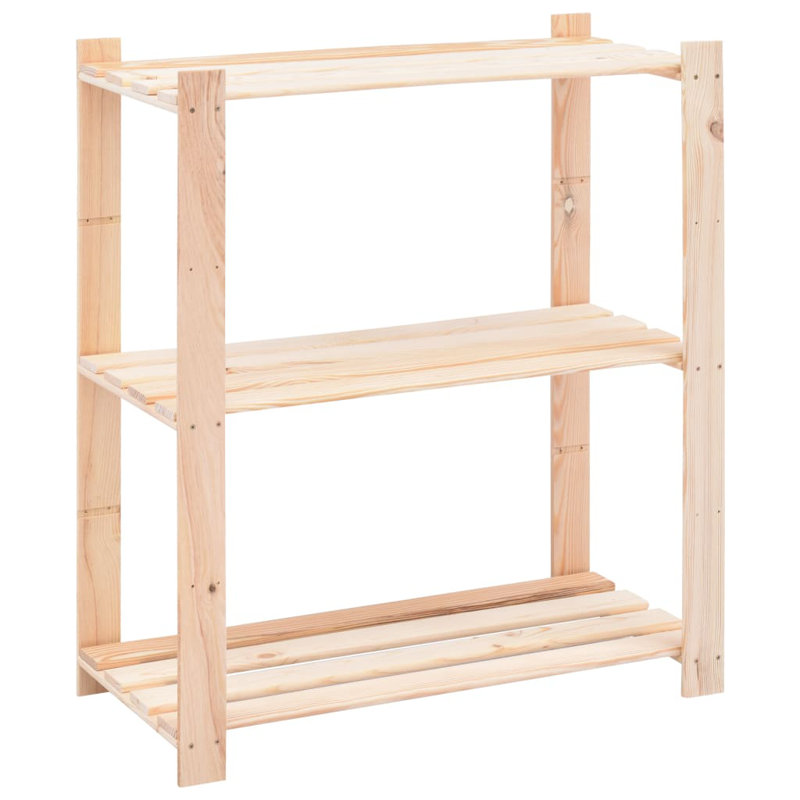 Storage Rack Shelving Unit Storage Shelf 3-Tier Solid Pinewood 330.7 lb, 35.4" H x 34.5" W