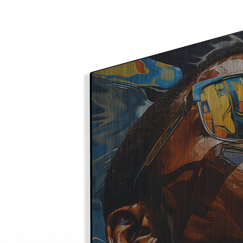 Art mural en métal luxueux «Vibrant Reflections Portrait» par r3darch0n, H 24 po x l 24 po