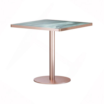Table de salle à manger moderne 31,5 po Tulip, plateau de table en pierre frittée avec impression de faux marbre de luxe, base en acier inoxydable, surface imperméable et résistante aux rayures et à l'usure, idéale pour une utilisation intérieure et extérieure