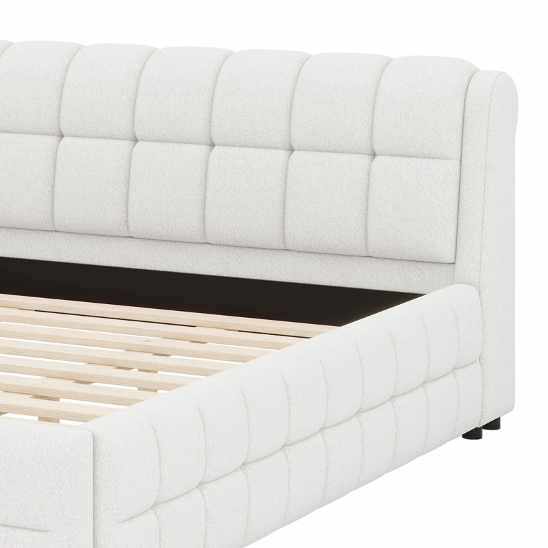 Lit plateforme tapissier Luxury, Blanc