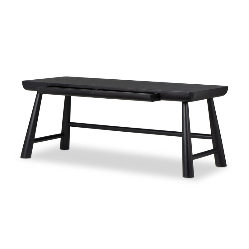 LORIK Solid Wood Writing Desk, Black