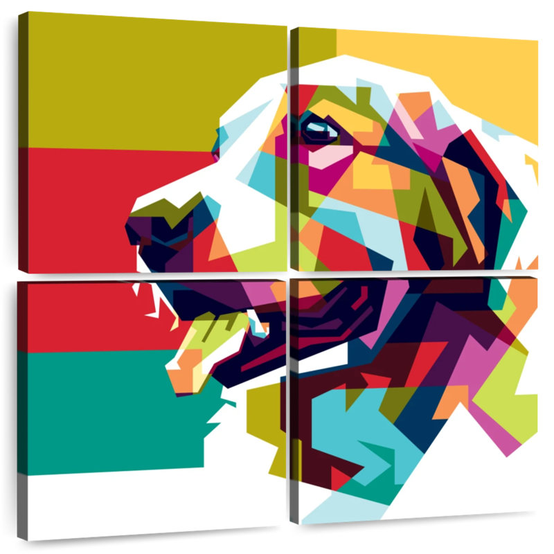 Golden retriever Brampt abstrait, H 26 po x l 26 po
