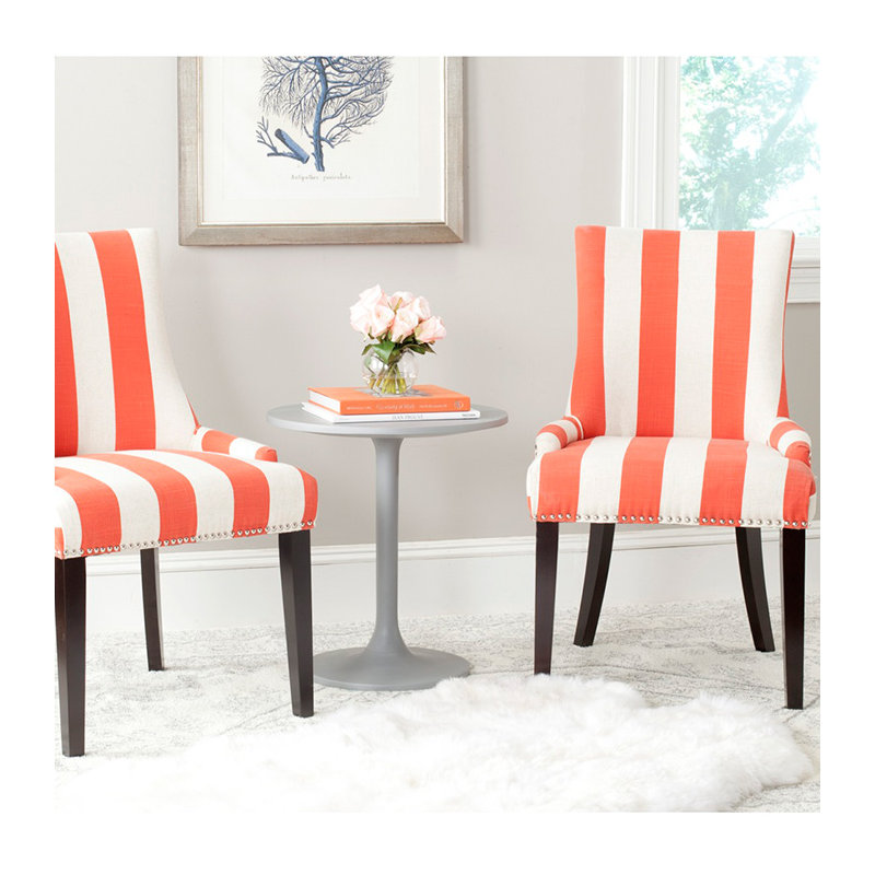 Capetown 19.5'' H Upholstered Side Chair, Orange / White Stripe, 2
