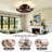 20.5" 6-Light Walnut Brown Wood Flush Mount Ceiling Fan Light with 6-Speed Remote Control, Reversible DC Motor, Timer