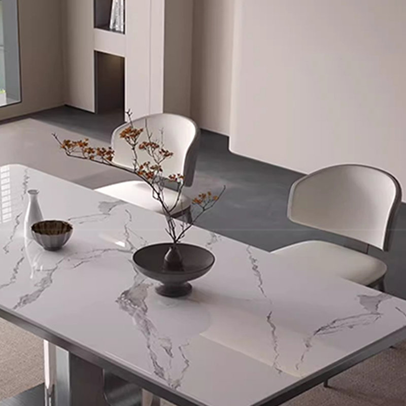 High-end minimalist rectangular  table and chair, White