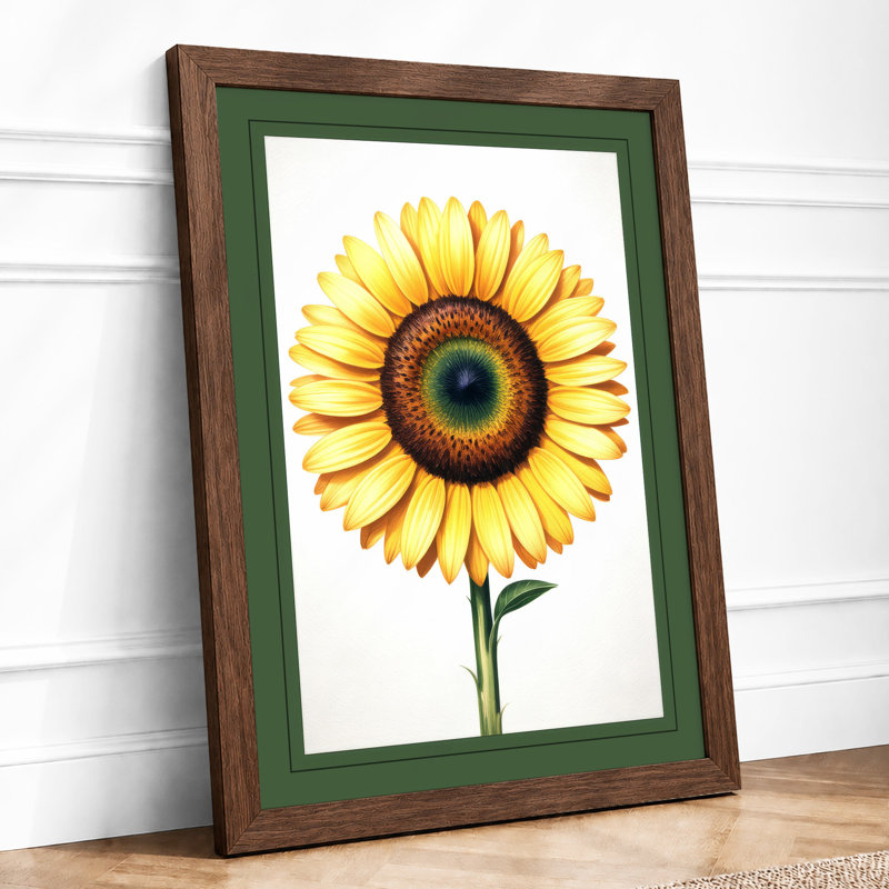 Sunflower Study Botanical - Print, Walnut, A1 - 84.1 x 59.4 cm