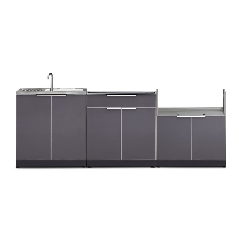 Ensemble de 3 armoires modulaires en aluminium pour l'extérieur l 97 po x P 23 po x H 44,3 po, Non, Aluminium gris ardoise