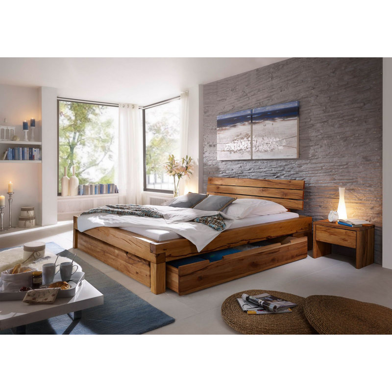 Krakau Solid Wood Storage Bed, European Kingsize (160 x 200 cm)
