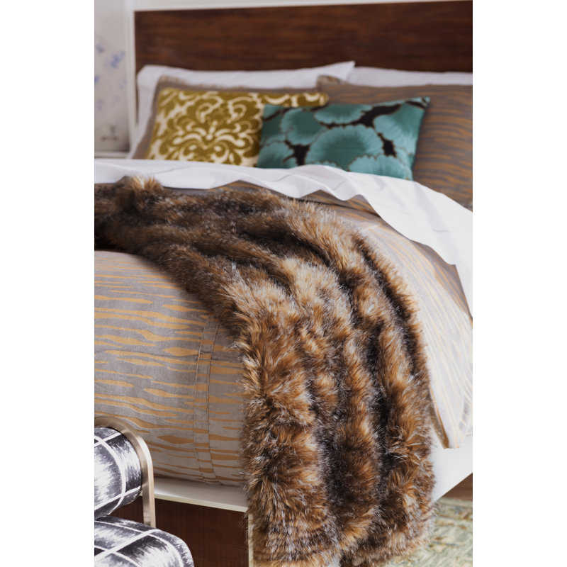Faux Fur Throw Blanket, Chestnut