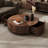 Solid wood round simple creative tea table-106691011