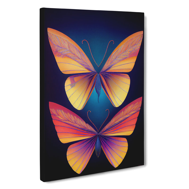 Vivid Butterflies - Wall Art, Wrapped Canvas, 50cm H x 35cm W, No Matte