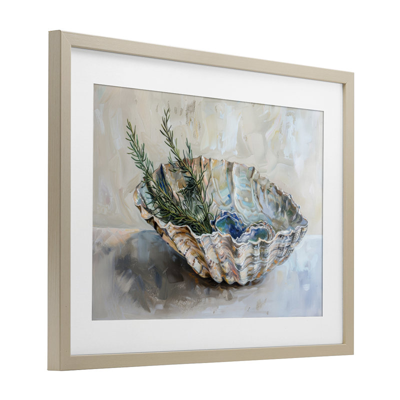 Coquillage côtier et sapin côtier, reproduction sous verre, design par Petal Prints Design, H 14 po x l 20 po