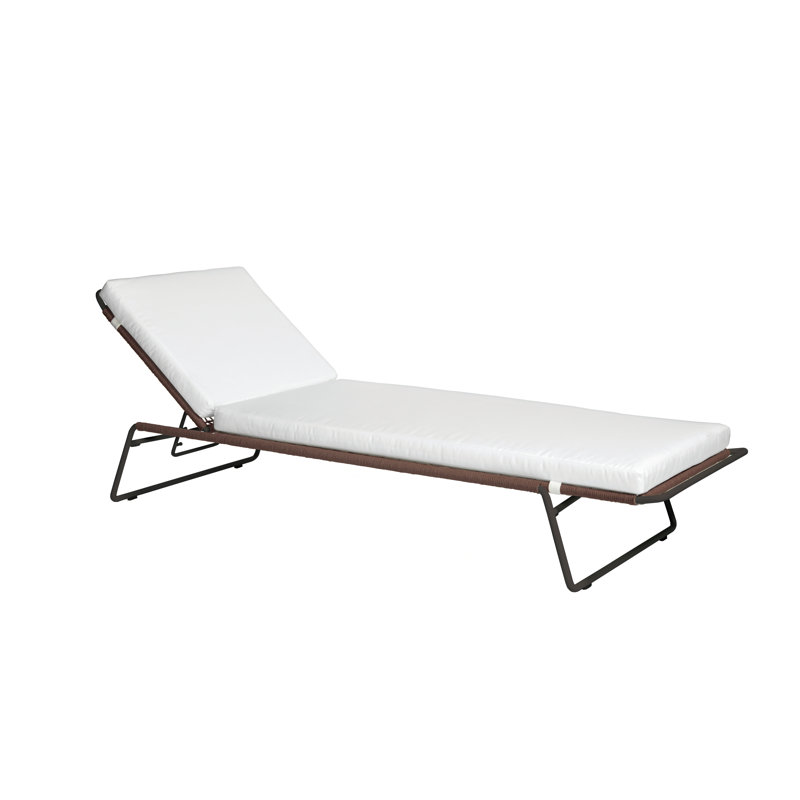 Chaise longue avec coussins Sandur Sun, Toile Sunbrella® naturel, Corde taupe / structure anthracite