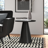 Carnisha 24 Inch Round Black Pedestal End Table