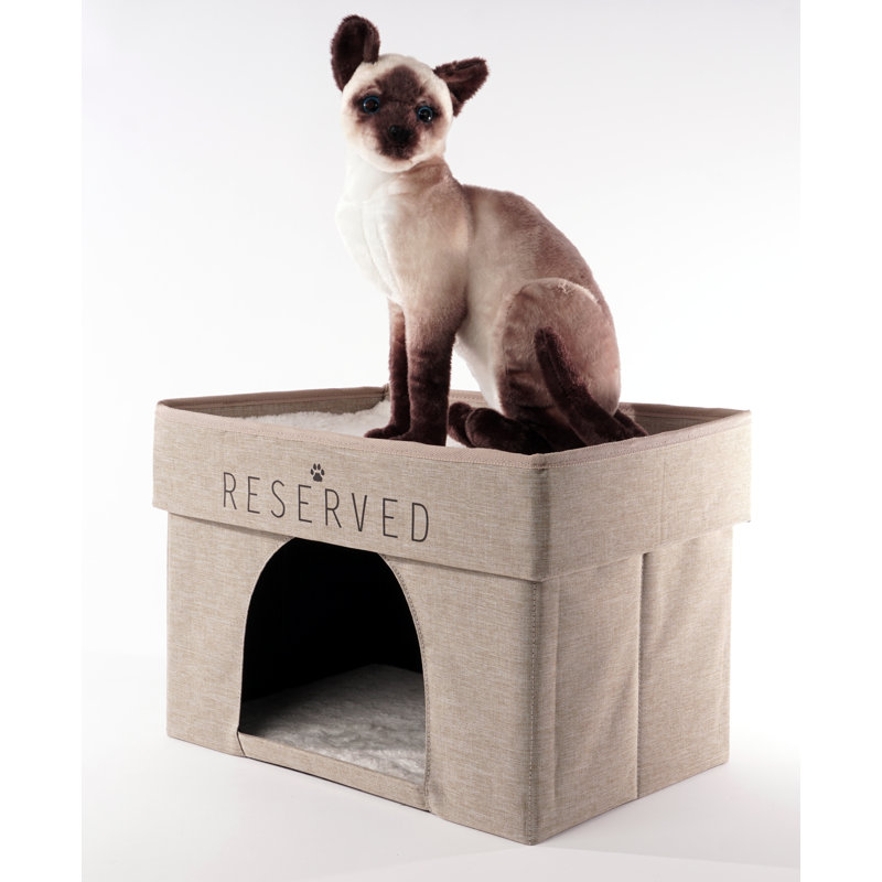 Natural 2-Tier Collapsible Cat Cave Bed with Cushion