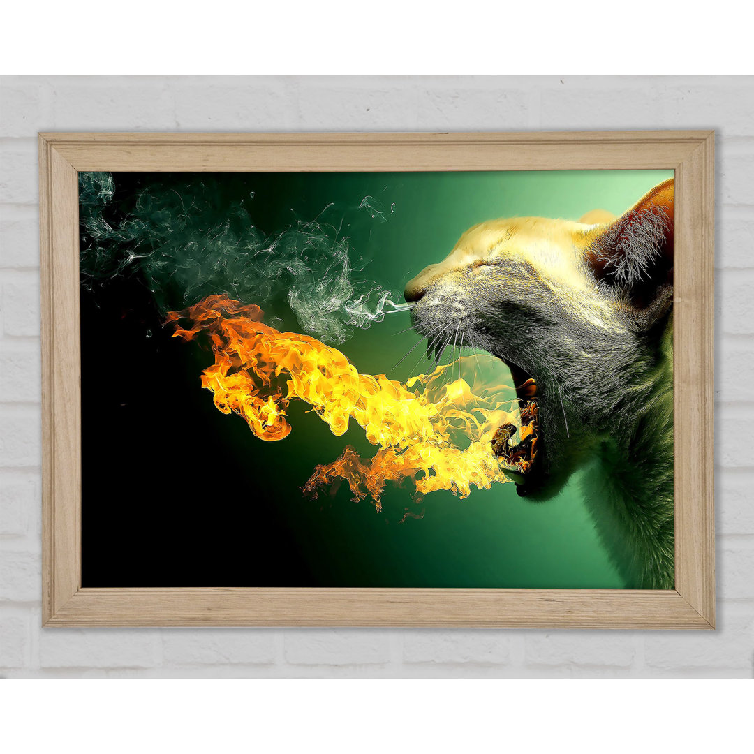 Gerahmtes Leinwandbild Flaming Cat