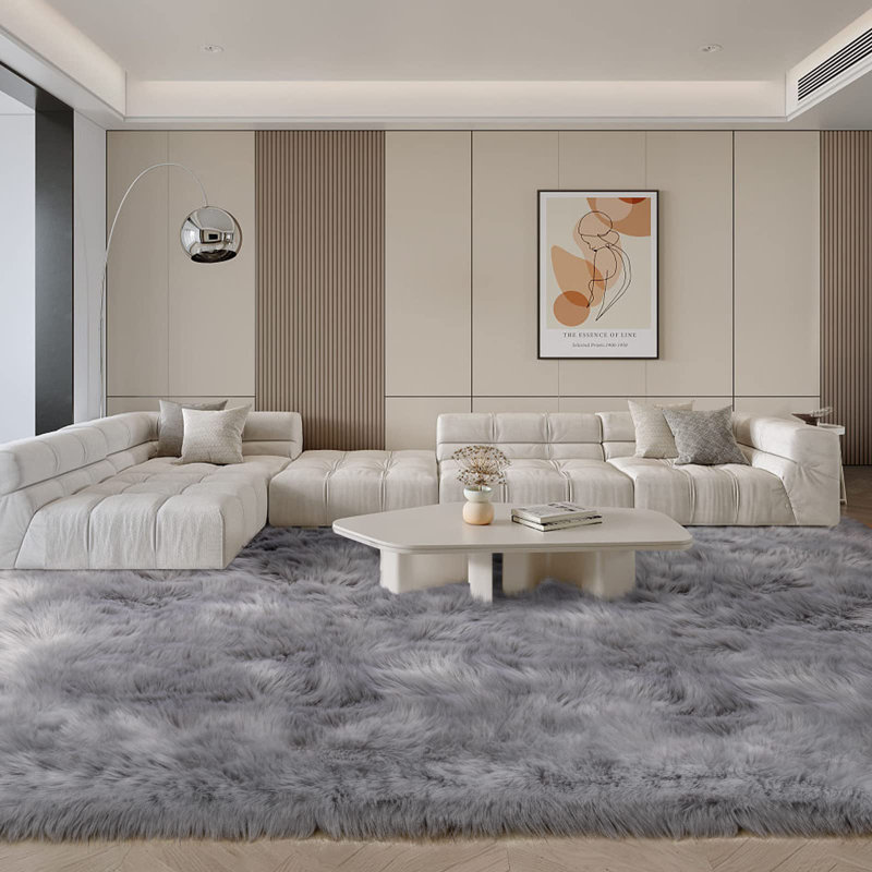Glendine Faux Sheepskin Indoor Rug, Rectangle 8' x 10'