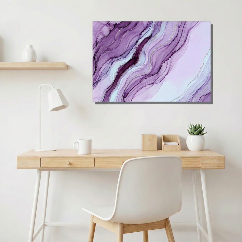 Art mural sur toile mauve et lavande, H 24 po x l 36 po