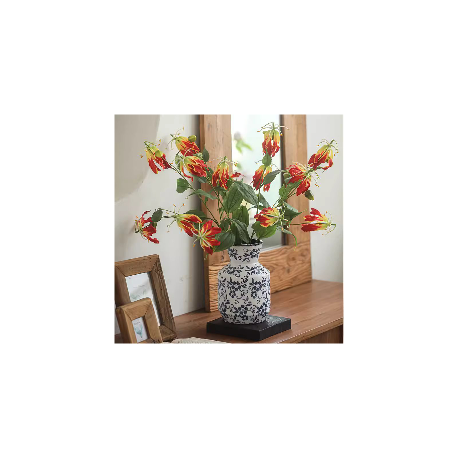 Faux Fire Lily Stem 31.9" Tall