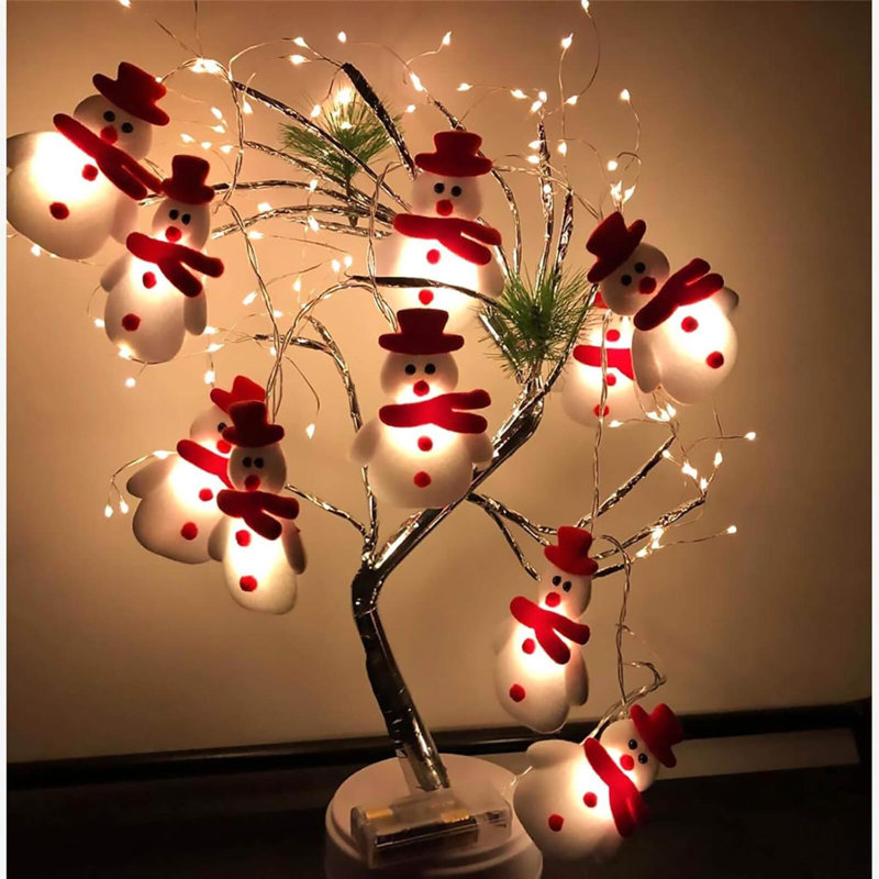 Christmas Snowman String Lights - 10 Leds 5.4Ft Waterproof Light Up String Lights, Short Plush Lights For Christmas Decorations (Battery Operated)