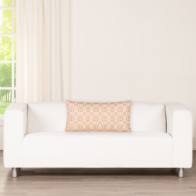Coussin décoratif à imprimé modulaire, polyester, Rose, Rectangle H 14 po x l 36 po